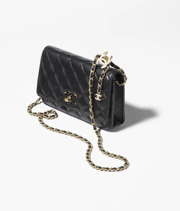 CHANEL Wallet on Chain Shiny Lambskin, Enamel & Gold-Tone Metal