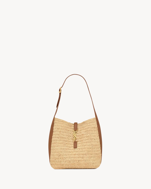 SAINT LAURENT LE 5 À 7 Supple Small in raffia and leather 2