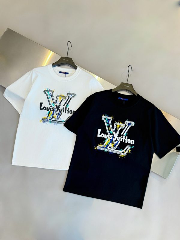 Lv graffiti logo print cotton t-shirt